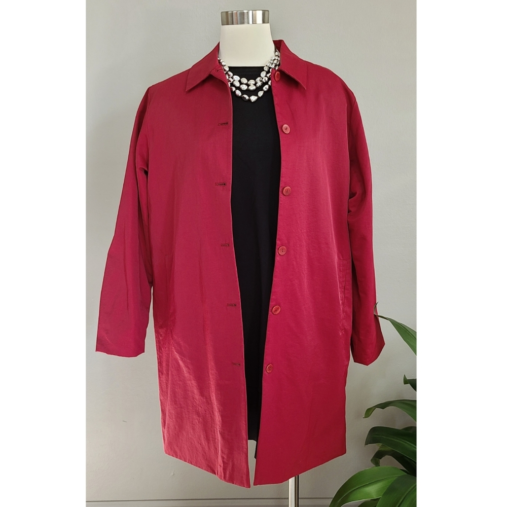 Eileen Fisher Button Front Red Lightweight Coat S… - image 1